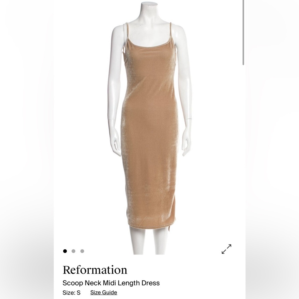 Reformation Tan Velvet Midi Dress